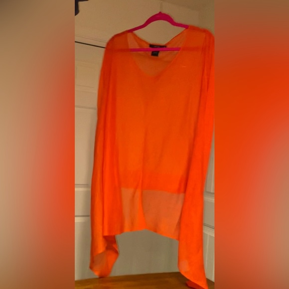 NWOT Luscious Orange VERTIGO Swimsuit Cover Poncho One Size So Soft Acrylic OSF - Picture 3 of 11